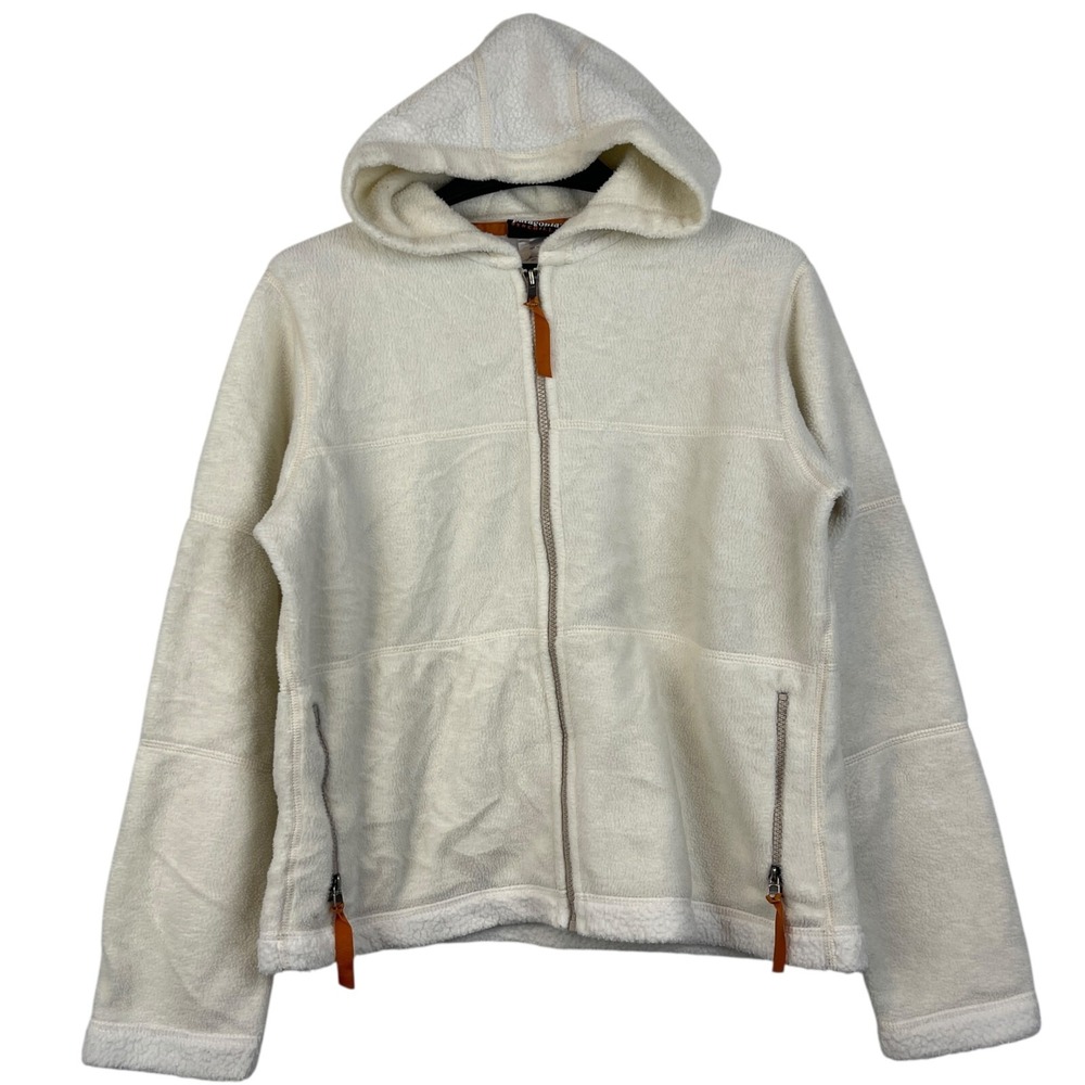VTG Patagonia Made in USA Synchilla Womens M Arctic Fleece Hooded Jacket Cream